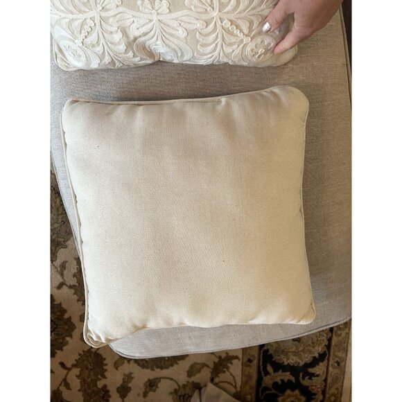 Set Of 2 Ivory Embroidered 18” Bunny Rabbit Pillows. - Spring Cottagecore Accent - Picture 10 of 11